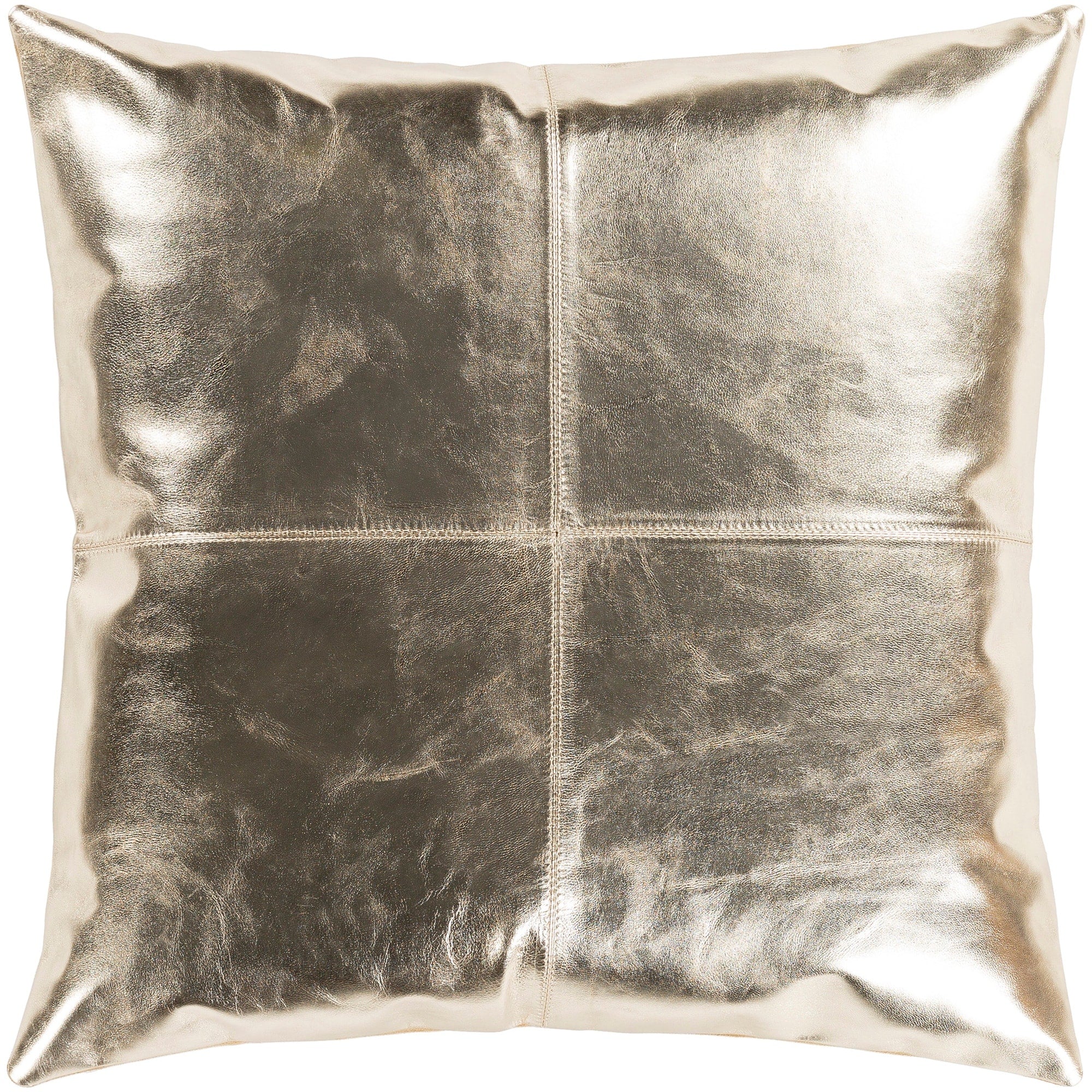 Signature Champagne Leather Poly Fill Throw Pillow 18 X 18
