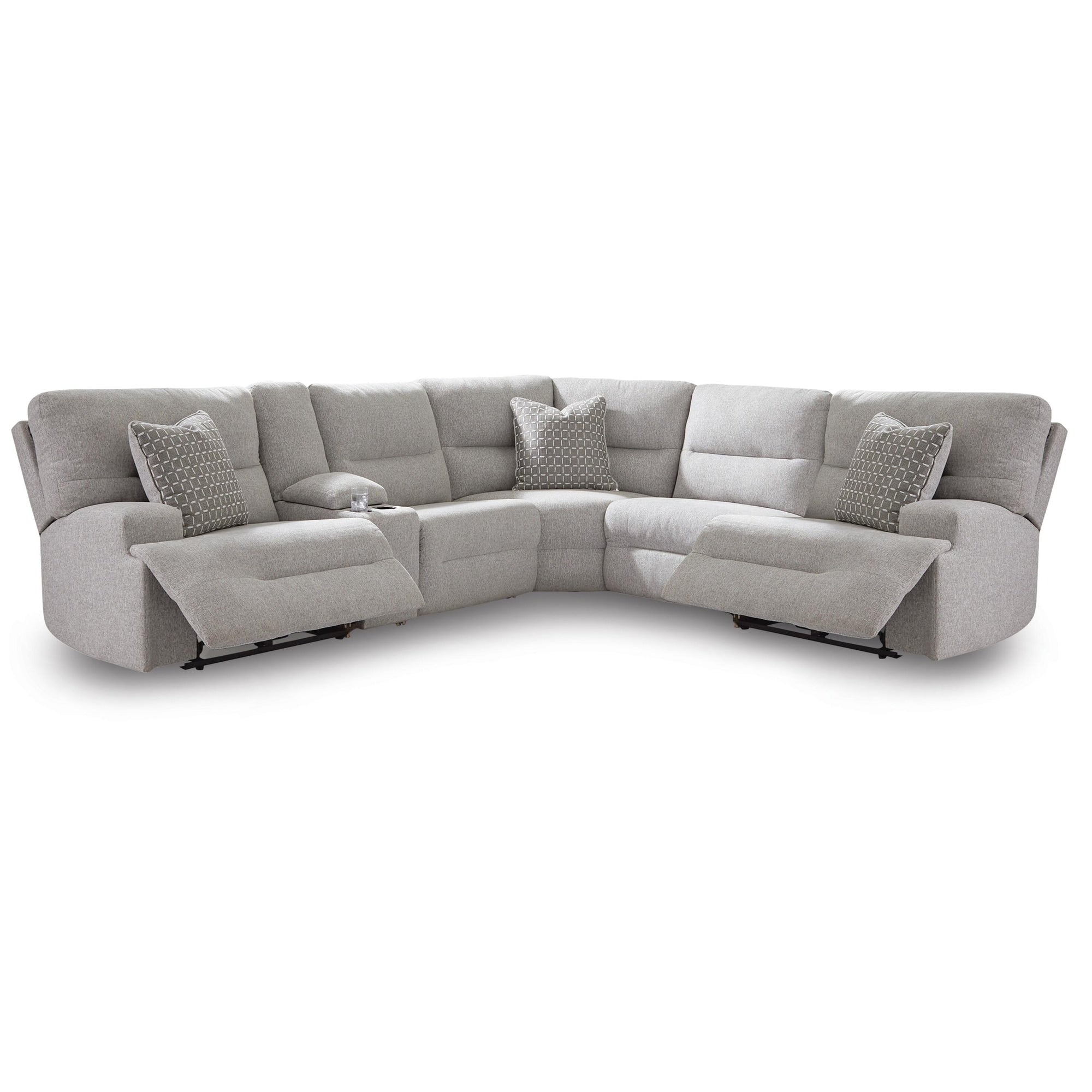 Signature Design By Ashley Acklen Place Light Gray 6 Piece Power Reclining Sectional 135 W X 122 D X 42 H