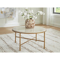 Signature Design By Ashley Alben Antique Gold Ivory Coffee Table 36 W X 36 D X 18 H