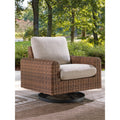 Signature Design By Ashley Angel Island Gray Brown Outdoor Swivel Lounge Chair With Cushion