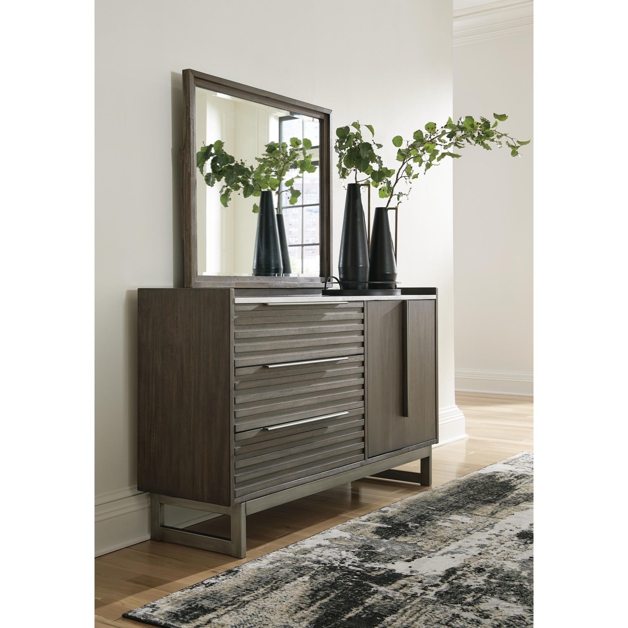 Signature Design By Ashley Arkenton Dark Brown White Dresser And Mirror
