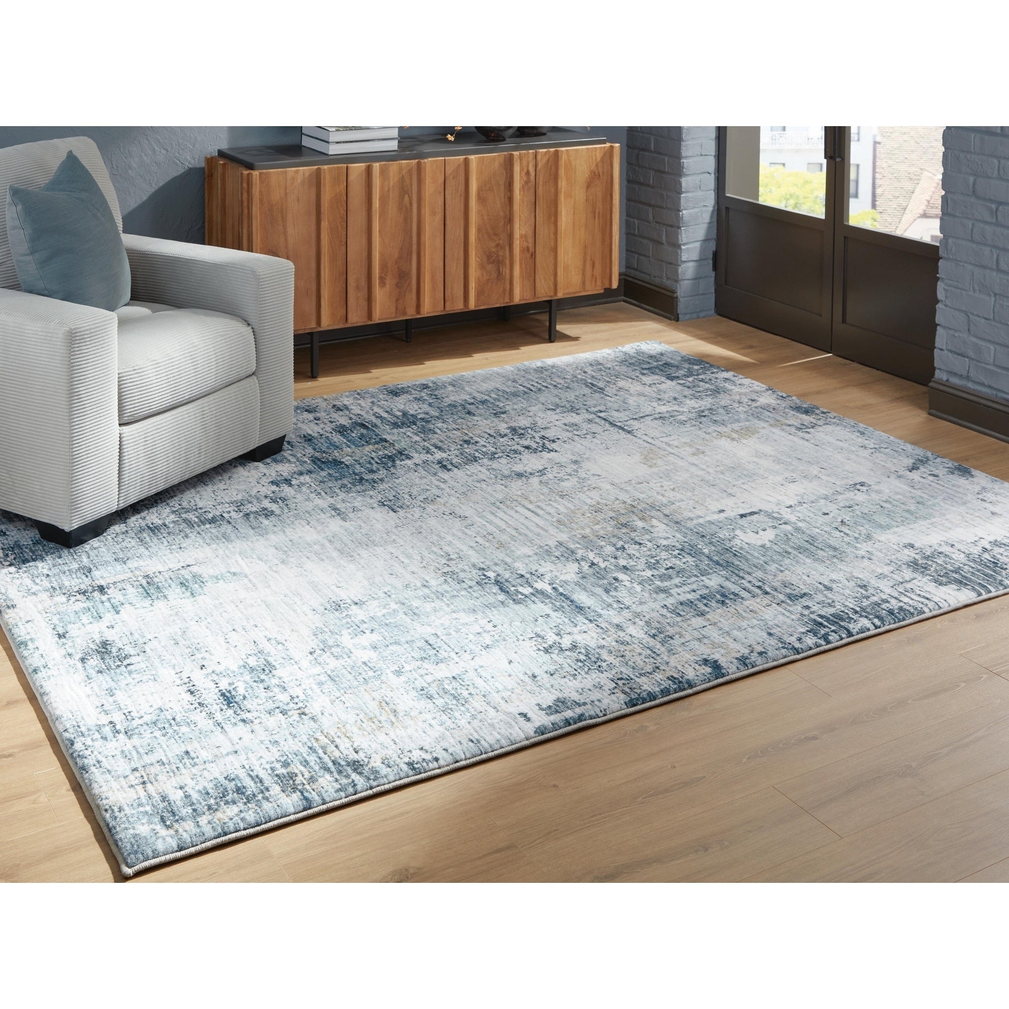 Signature Design By Ashley Arlenmont Blue White Brown Memory Foam Area Rug