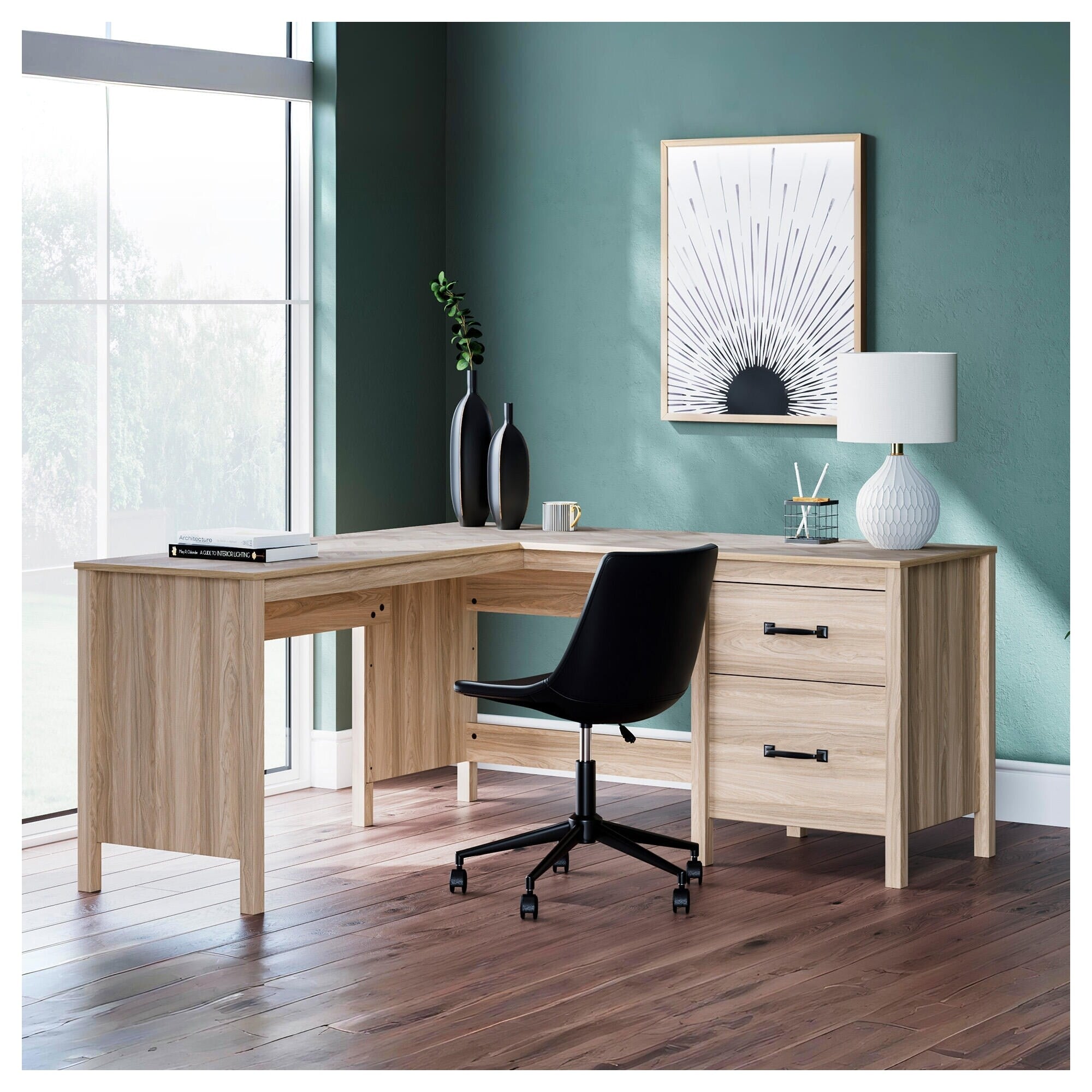 Signature Design By Ashley Battelle Tan 60 Home Office Desk With Return