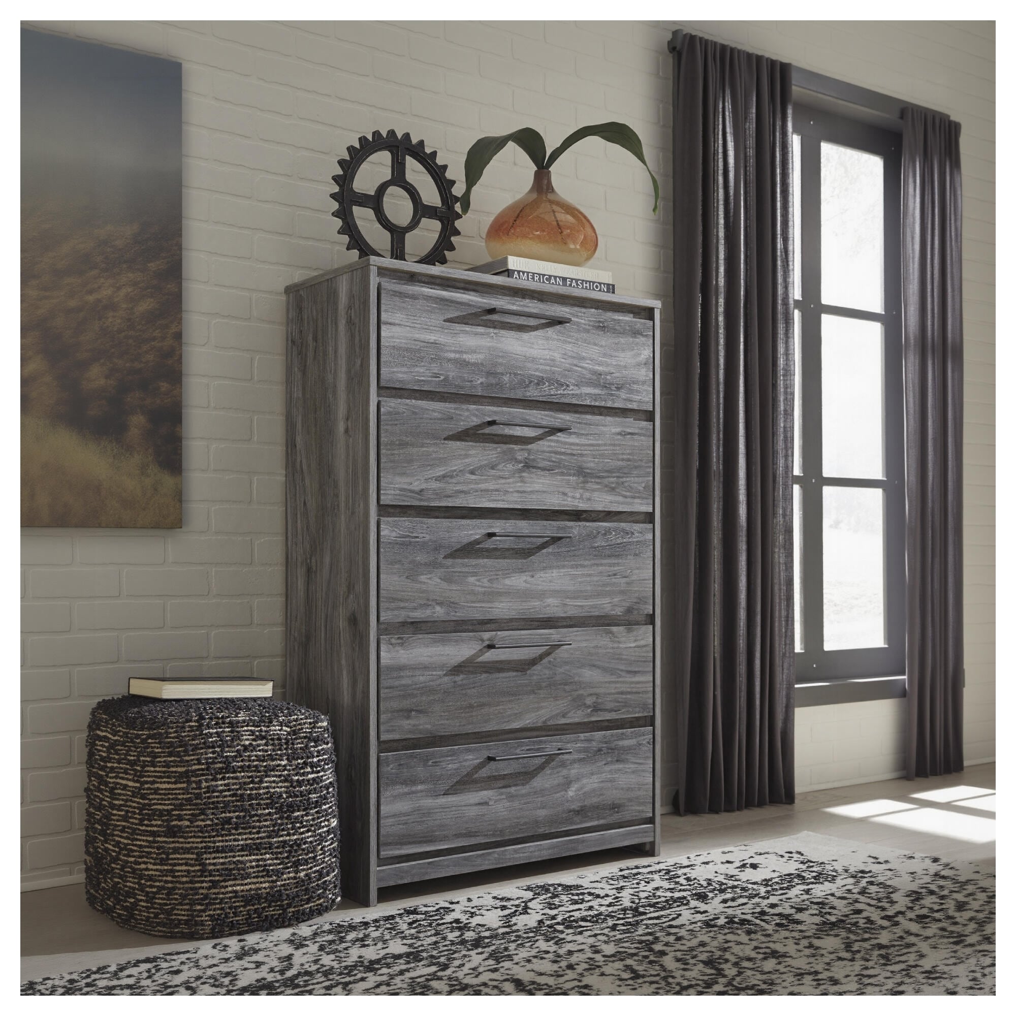 Baystorm Grey Wood 6 Drawer Dresser