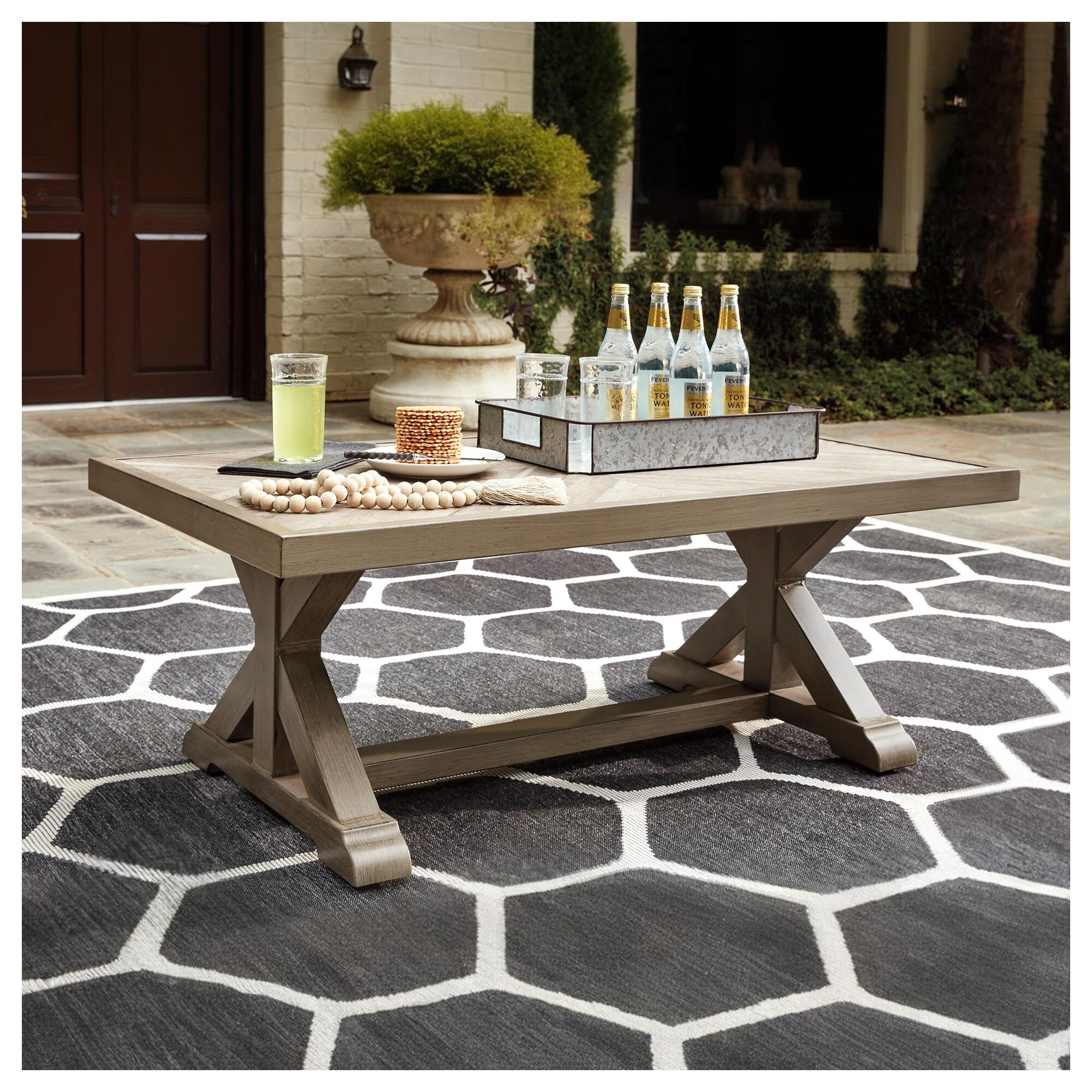Havenside Home Sandestria Outdoor Rectangular Cocktail Table With Porcelain Top