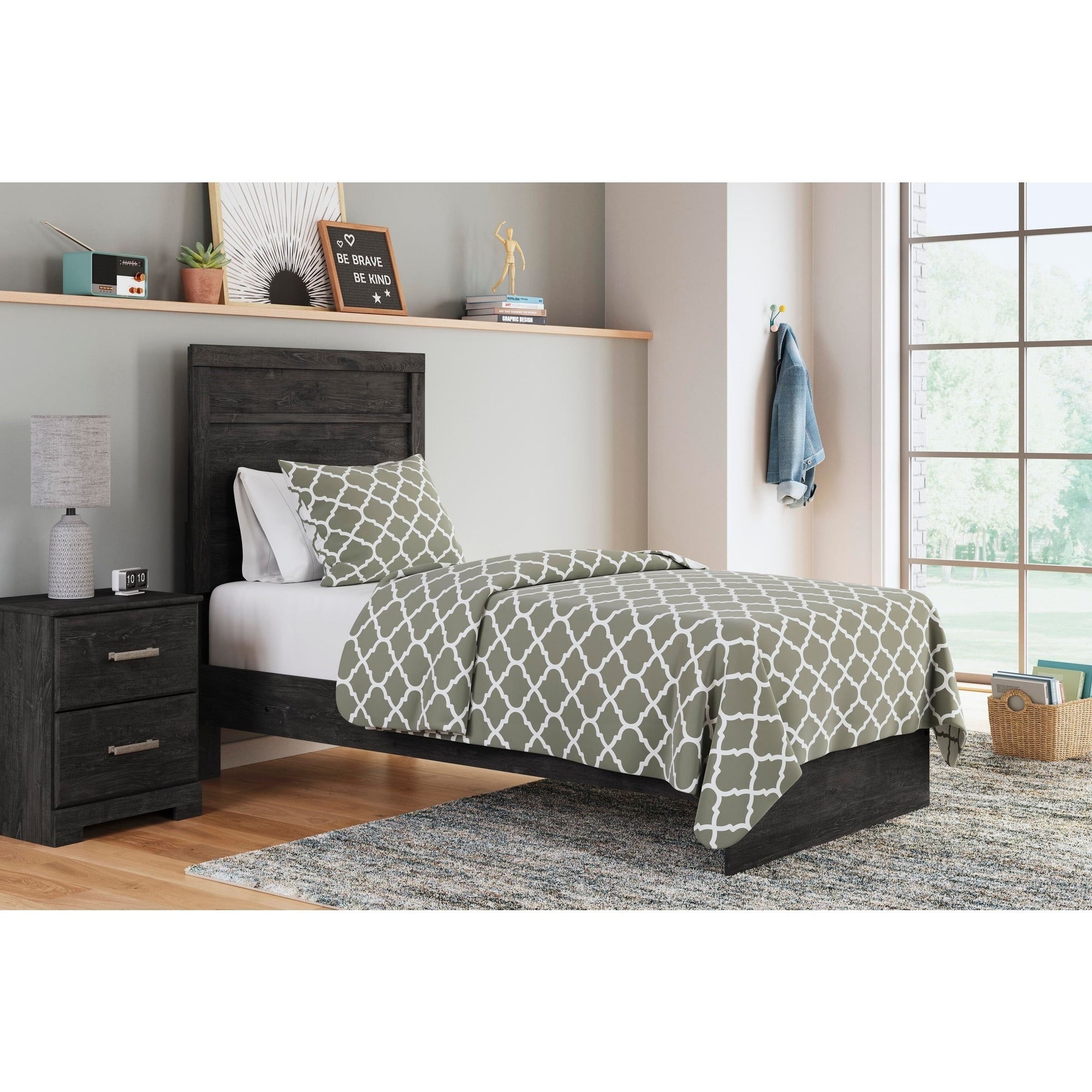 Signature Design By Ashley Belachime Black Twin Panel Bed