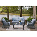 Signature Design By Ashley Bodega Island Gray Black Outdoor Loveseat And Chairs With Table Set Of 4