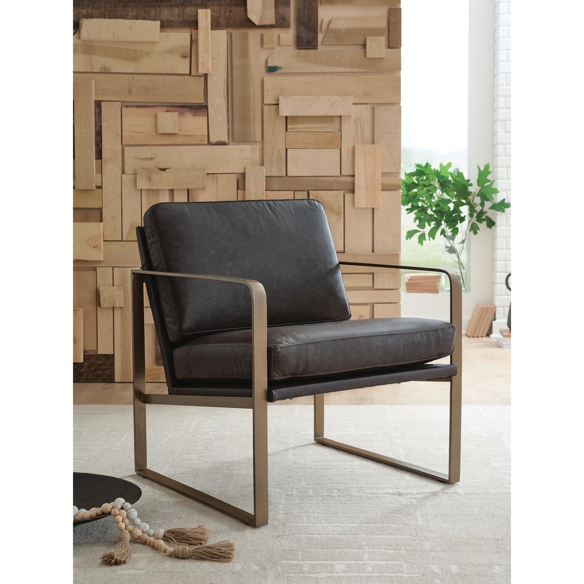Signature Design By Ashley Bradett Dark Brown Gold Accent Chair 29.5 W X 28.63 D X 34 H
