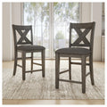 Signature Design By Ashley Caitbrook Dark Grey Wood Upholstered Counter Height Bar Stool Set Of 2