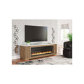 Signature Design By Ashley Camdill Light Brown 80 Tv Stand With Electric Fireplace For Tvs Up To 92