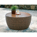 Signature Design By Ashley Cardiff Beach Brown Outdoor Coffee Table 36 W X 36 D X 18 H