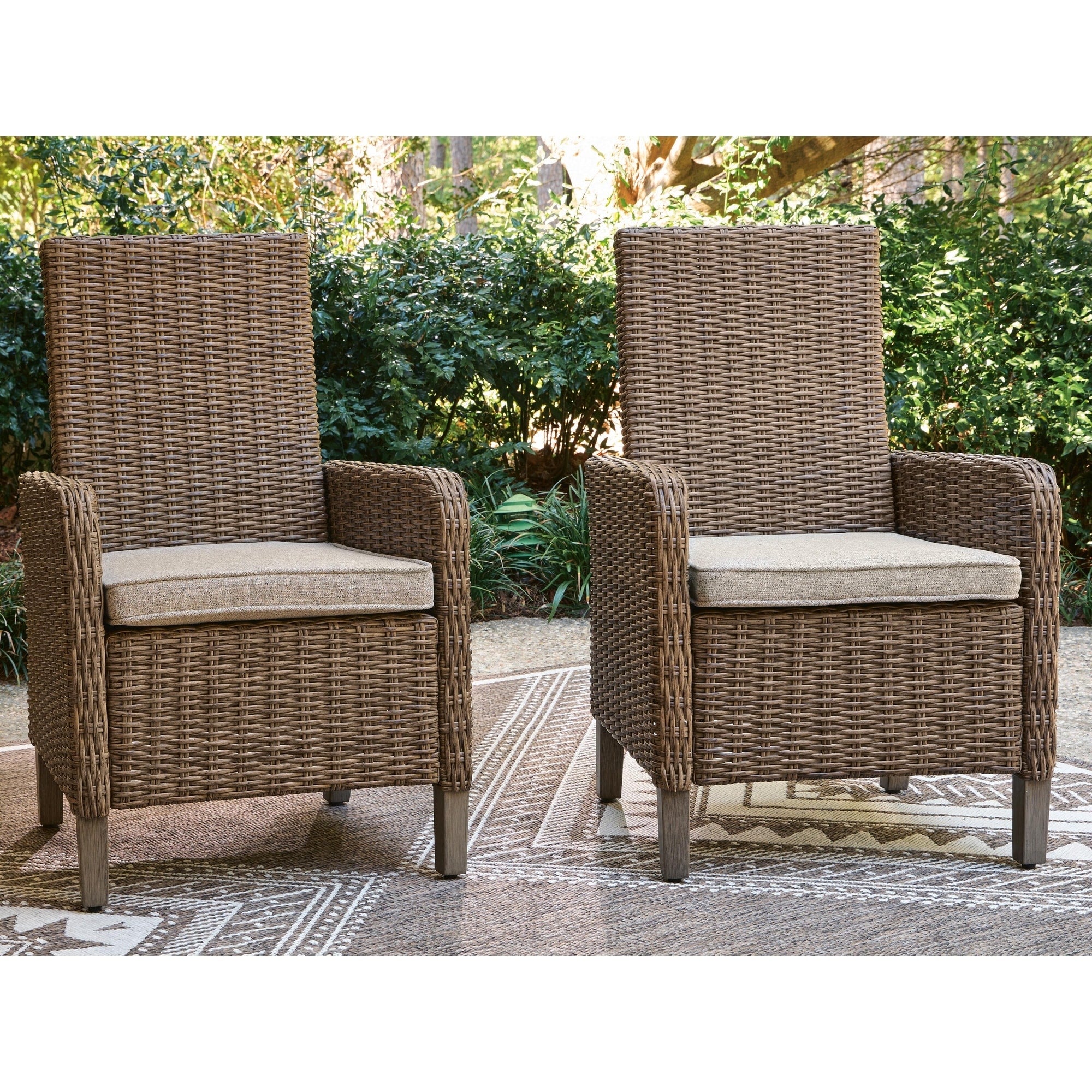 Signature Design By Ashley Carmel Bay Beige Arm Chair With Cushion Set Of 2 26 W X 27 D X 40 H