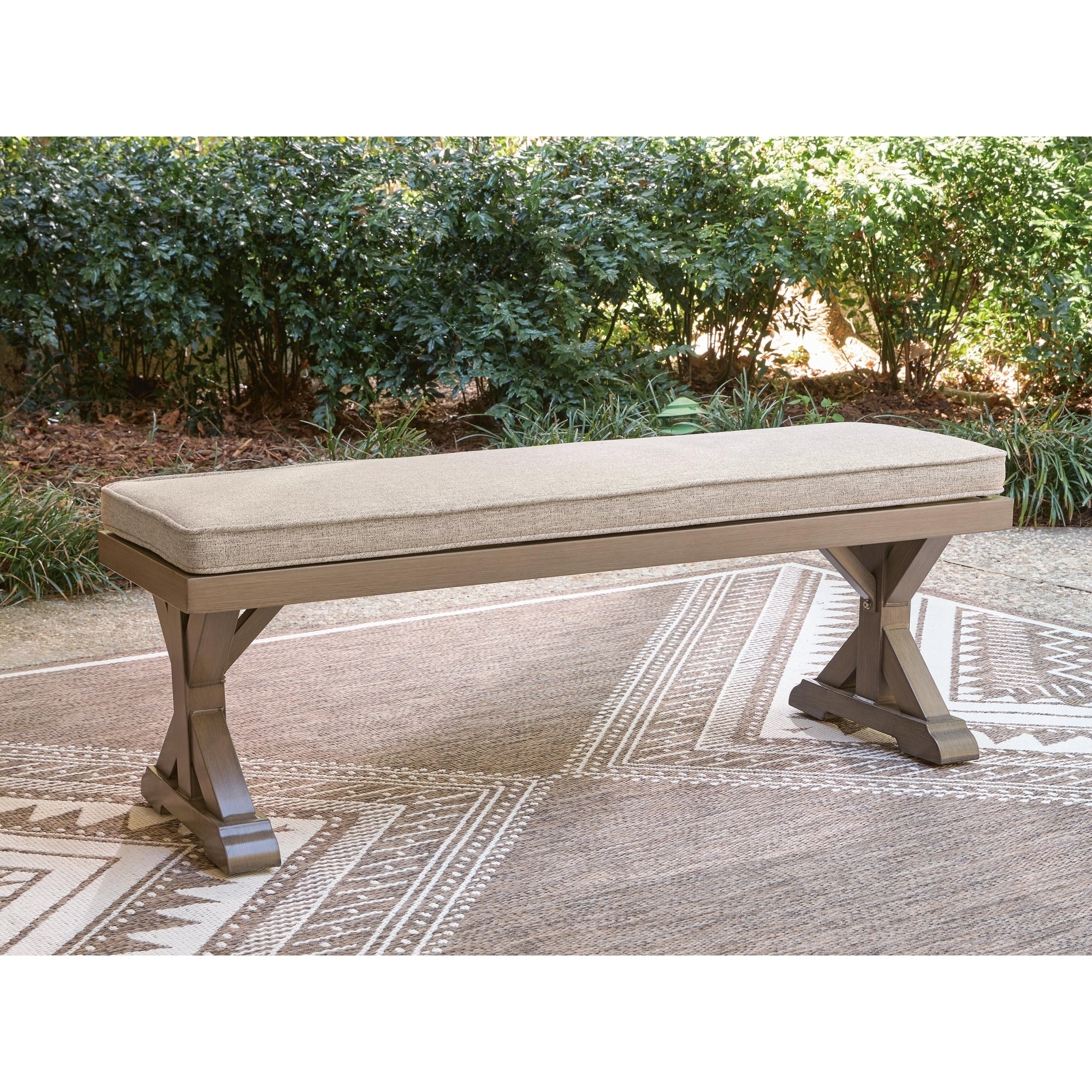 Signature Design By Ashley Carmel Bay Beige Bench With Cushion 54 W X 17 D X 21 H