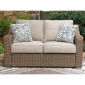 Signature Design By Ashley Carmel Bay Beige Gray Outdoor Loveseat With Cushion