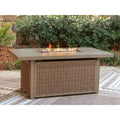 Signature Design By Ashley Carmel Bay Beige Outdoor Fire Pit Table 58 W X 30 D X 26 H
