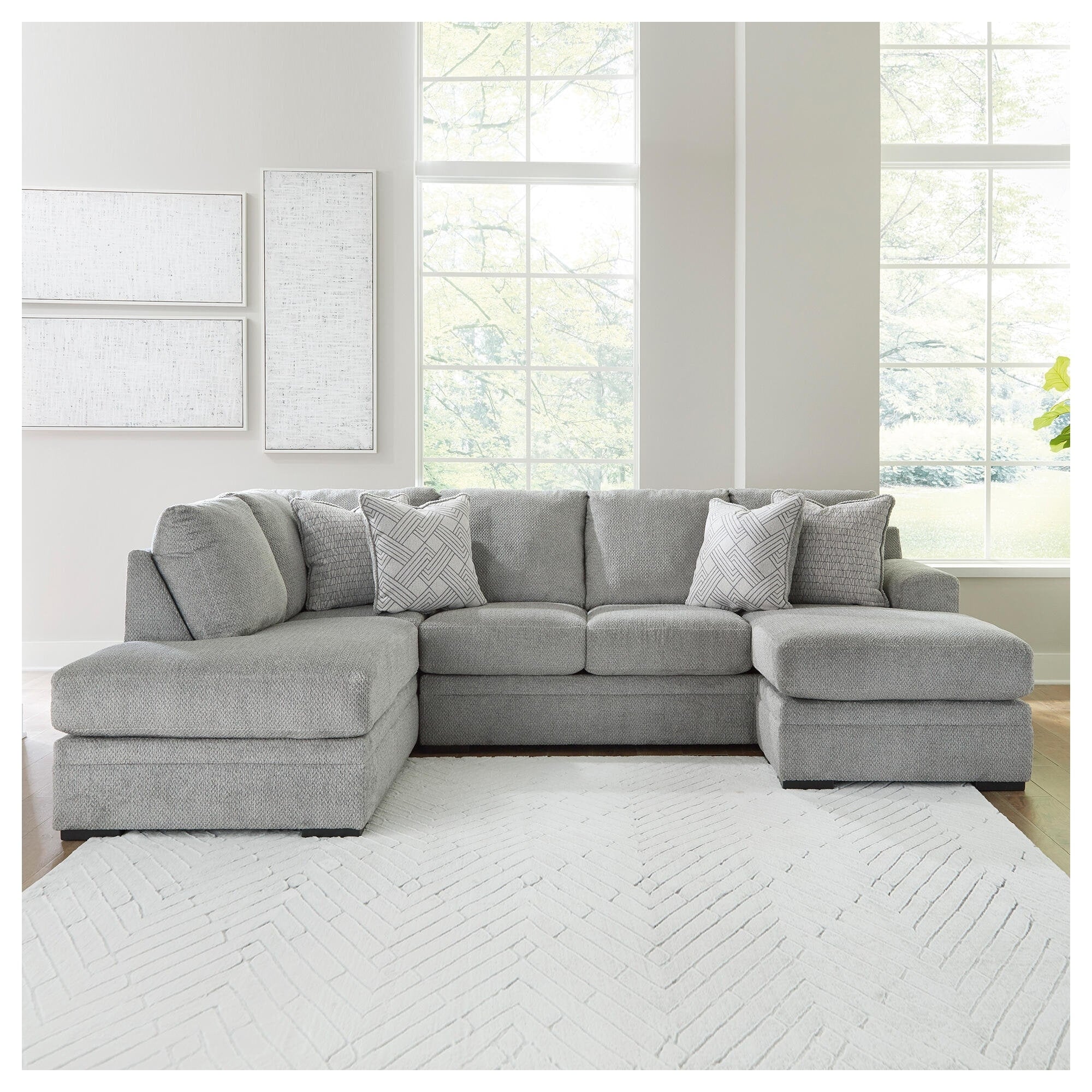 Signature Design By Ashley Casselbury Light Gray 2 Piece Sectional With Chaise 124 W X 86 D X 40 H