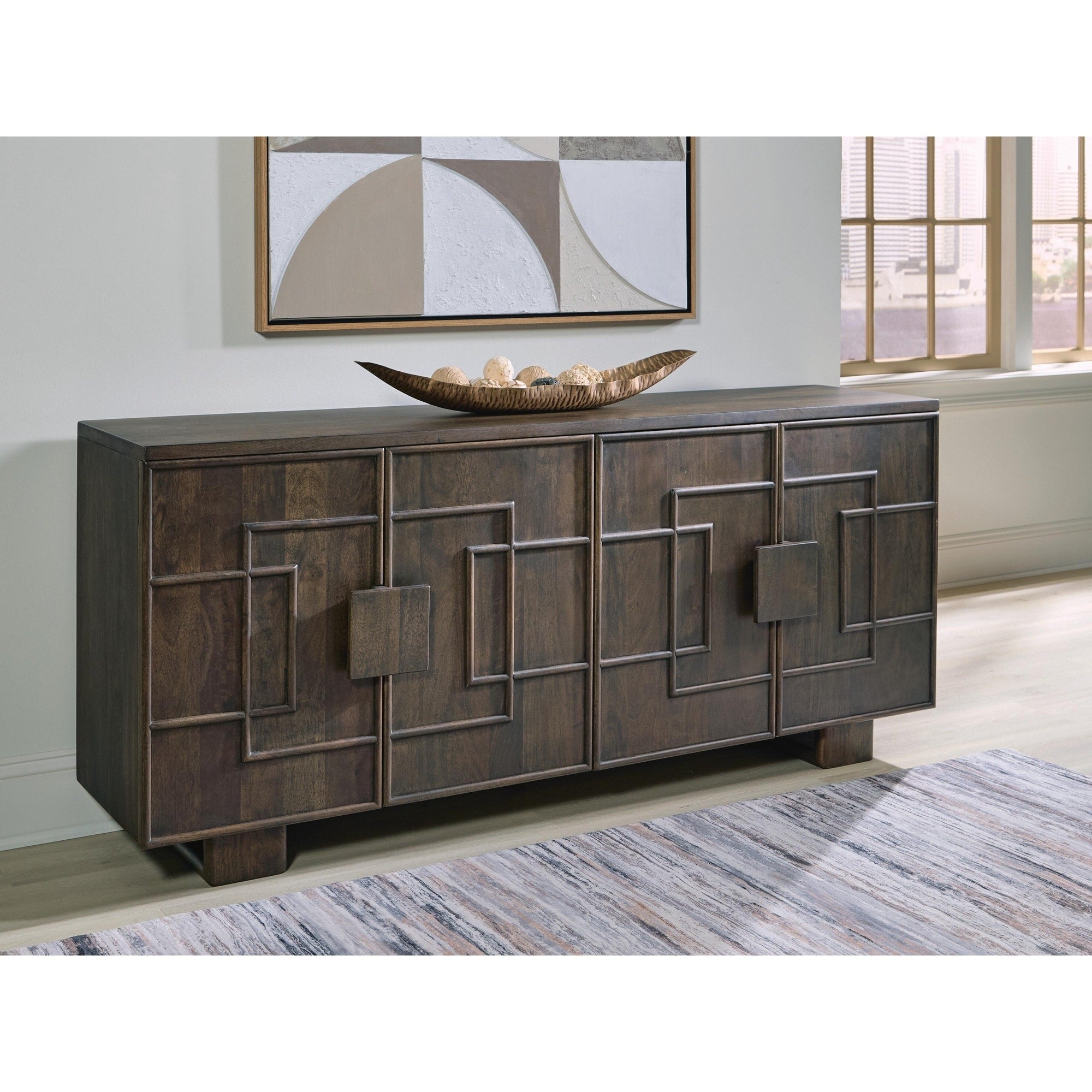 Signature Design By Ashley Cato Dark Brown Accent Cabinet 67.88 W X 16.25 D X 30.25 H
