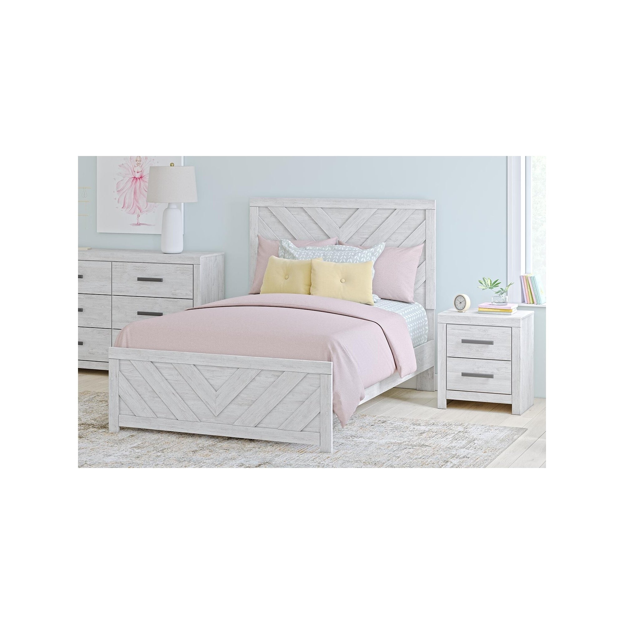 Signature Design By Ashley Cayboni Whitewash Panel Bed