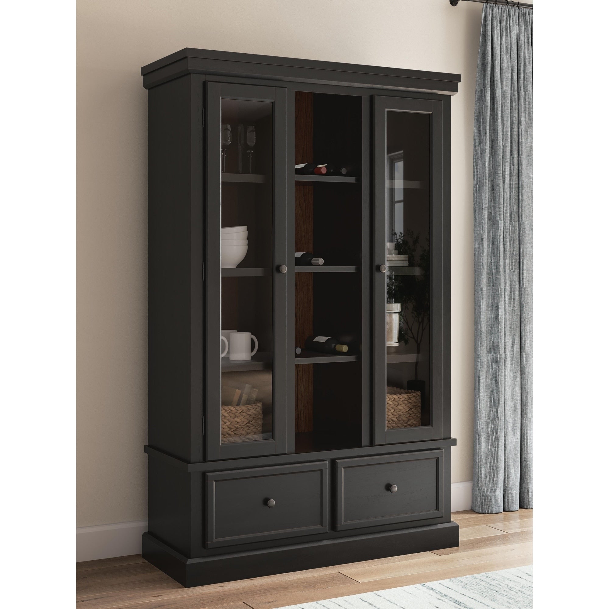 Signature Design By Ashley Chadworth Black Brown Curio 46.38 W X 18.13 D X 74 H