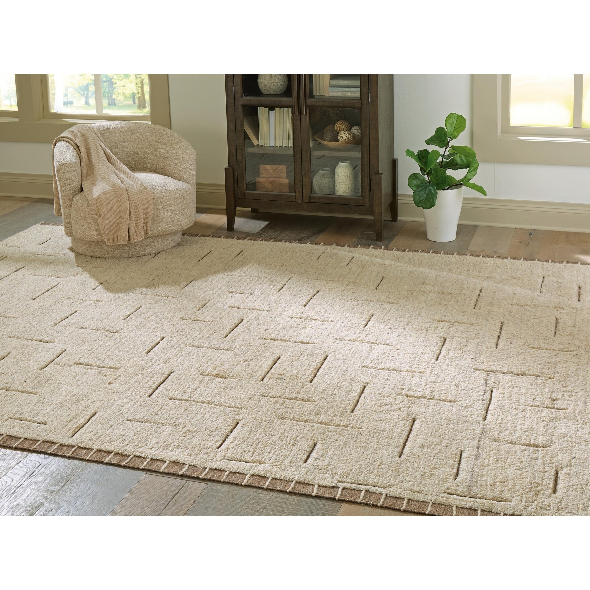 Signature Design By Ashley Clayman Beige Brown Rug