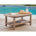 Signature Design By Ashley Cliffs Beach Brown Outdoor Coffee Table 48 W X 26 D X 18 H