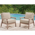 Signature Design By Ashley Cliffs Beach Gray Brown Outdoor Lounge Chair With Cushion Set Of 2 30 W X 33 D X 34 H