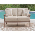 Signature Design By Ashley Cliffs Beach Gray Brown Outdoor Loveseat With Cushion