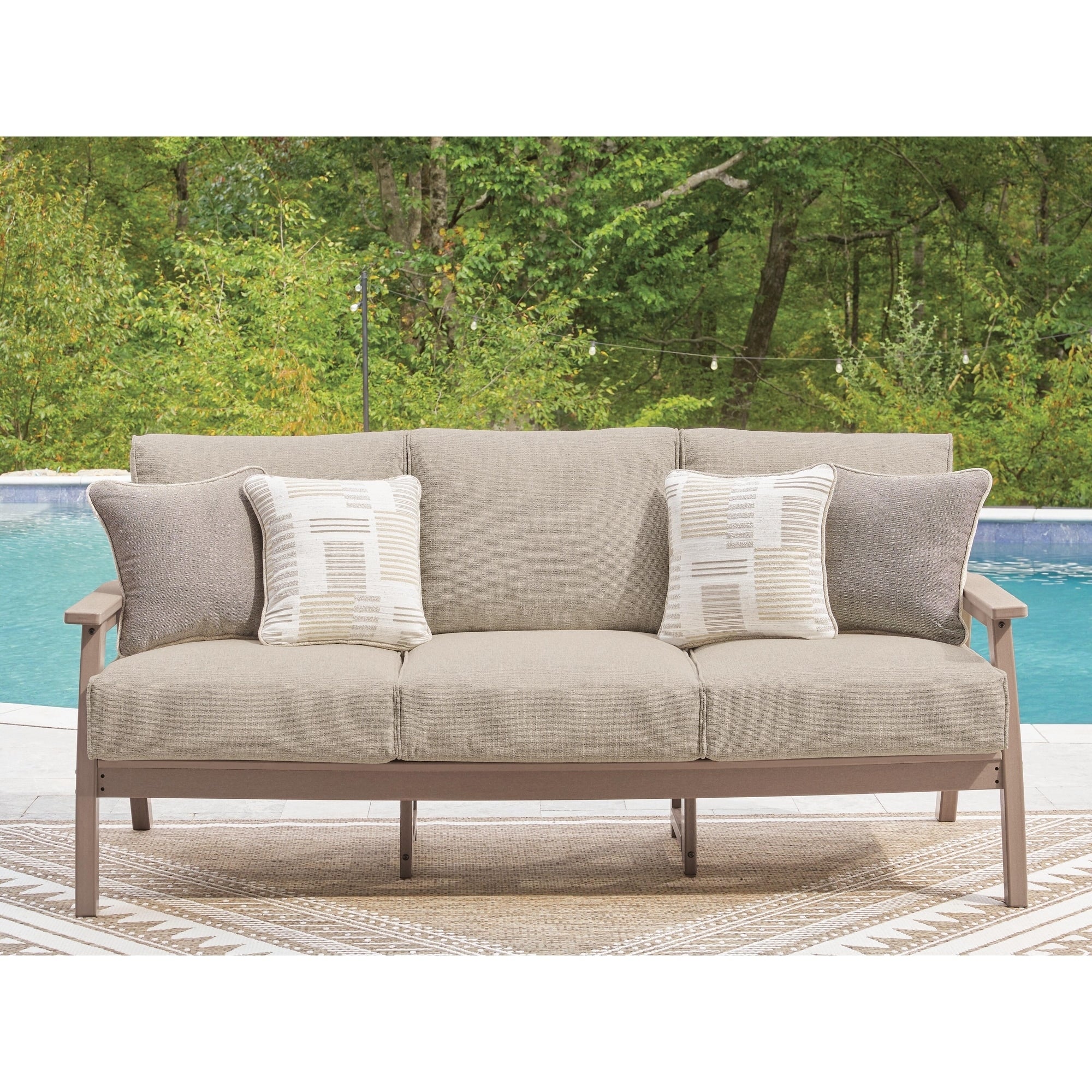 Signature Design By Ashley Cliffs Beach Gray Brown Outdoor Sofa With Cushion