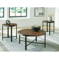 Signature Design By Ashley Crosstrail Brown Black Table Set Of 3 36 W X 36 D X 18 H