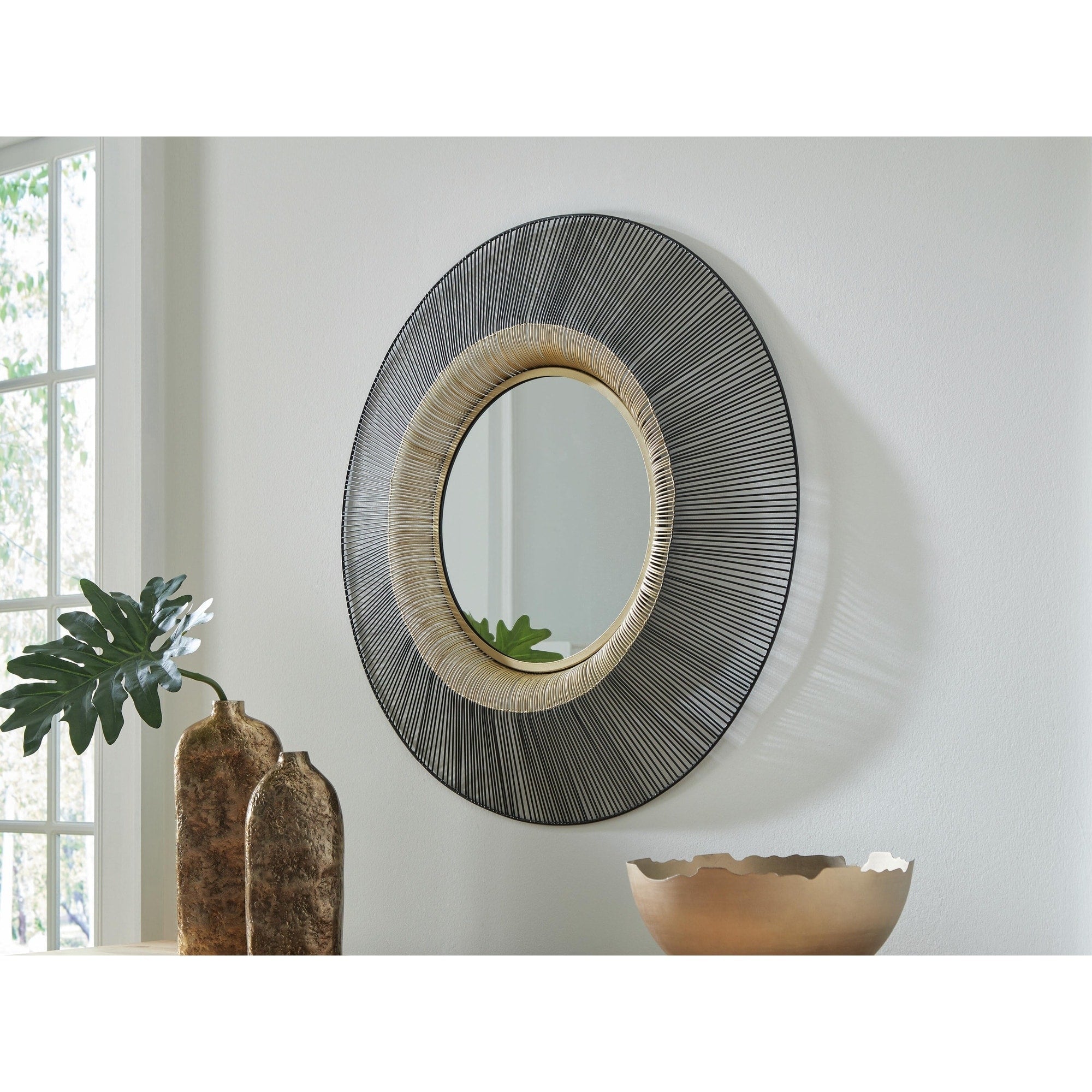 Signature Design By Ashley Dallmen Black Gold Accent Mirror 36 W X 3 D X 36 H