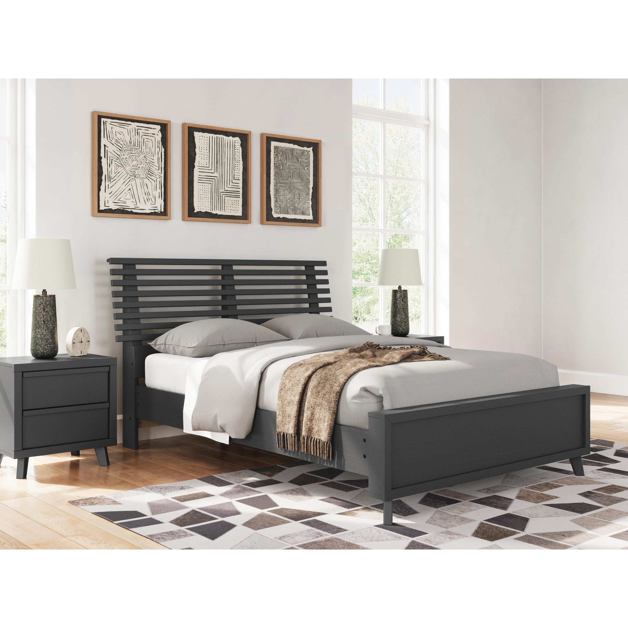 Signature Design By Ashley Danziar Black Slat Bed