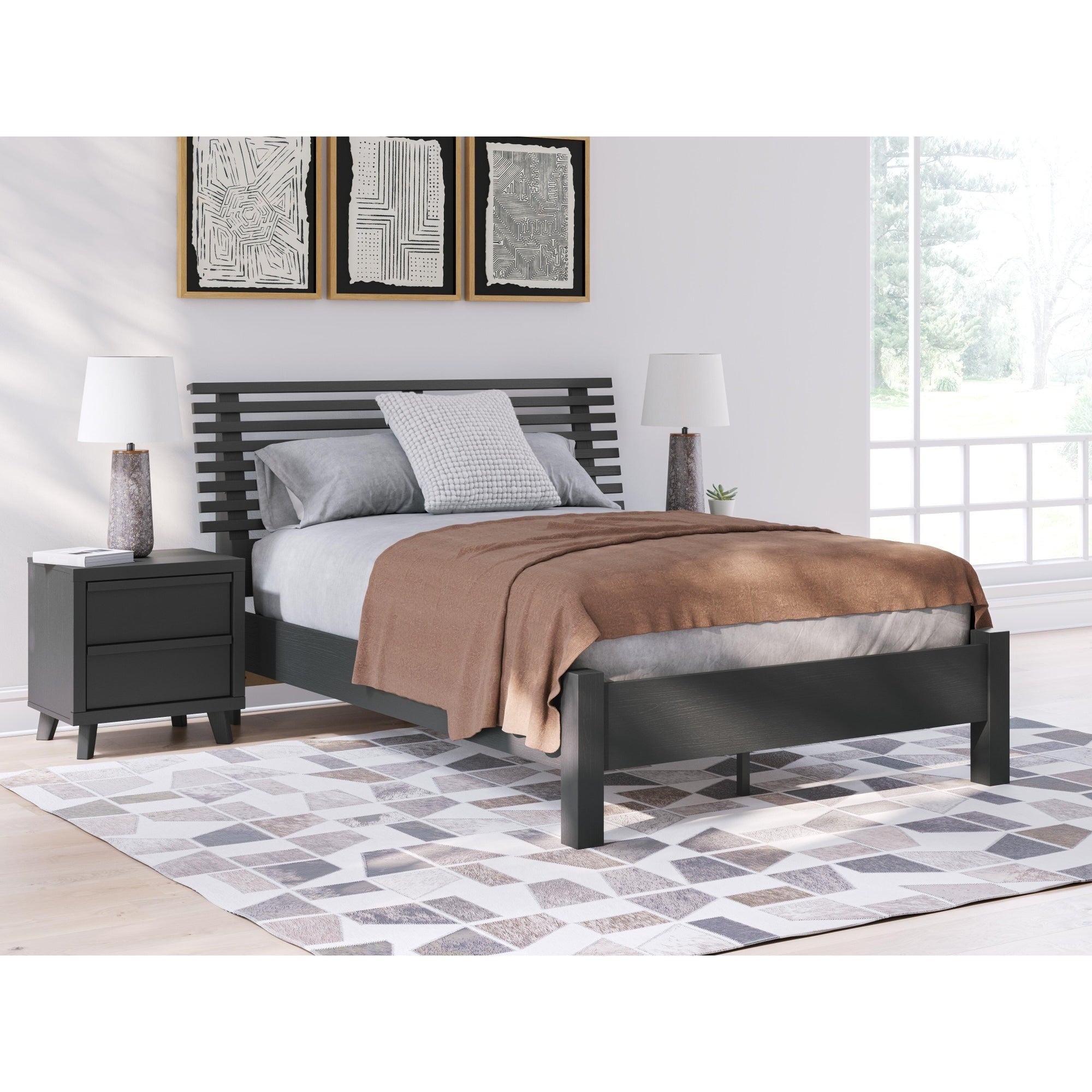 Signature Design By Ashley Danziar Black Slat Bed