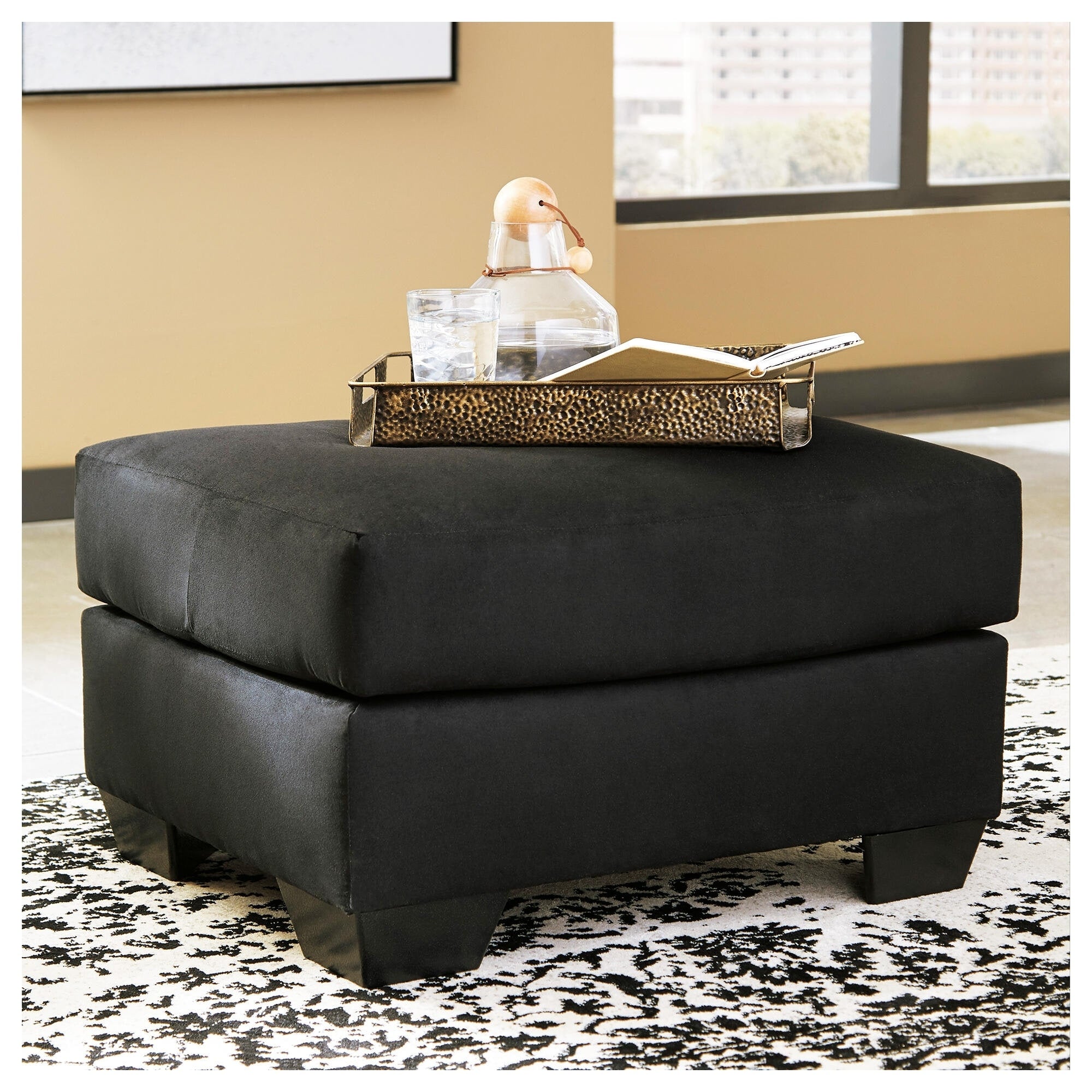 Signature Design By Ashley Darcy Contemporary Black Ottoman