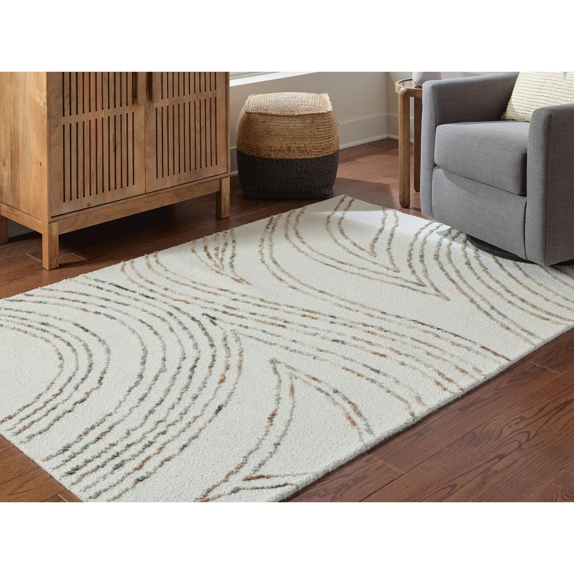 Signature Design By Ashley Deenbury Beige Green 5 X 7 Area Rug 61 W X 84 D X 0.5 H