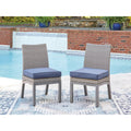 Signature Design By Ashley Dillon Beach Blue Gray Outdoor Side Chair With Cushion Set Of 2 20 W X 27 D X 36 H