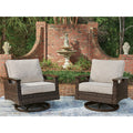 Signature Design By Ashley Drakes Beach Dark Brown Gray Outdoor Swivel Lounge Chair Set Of 2
