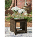 Signature Design By Ashley Drakes Beach Dark Brown Outdoor End Table 22 W X 22 D X 23 H