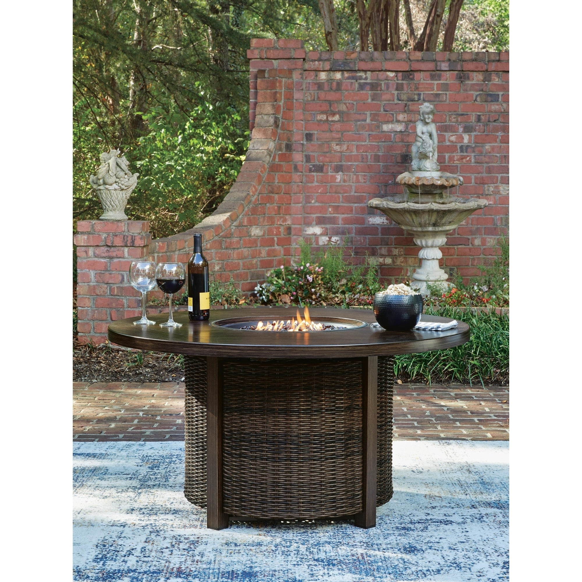 Signature Design By Ashley Drakes Beach Dark Brown Outdoor Fire Pit Table 48 W X 48 D X 25 H