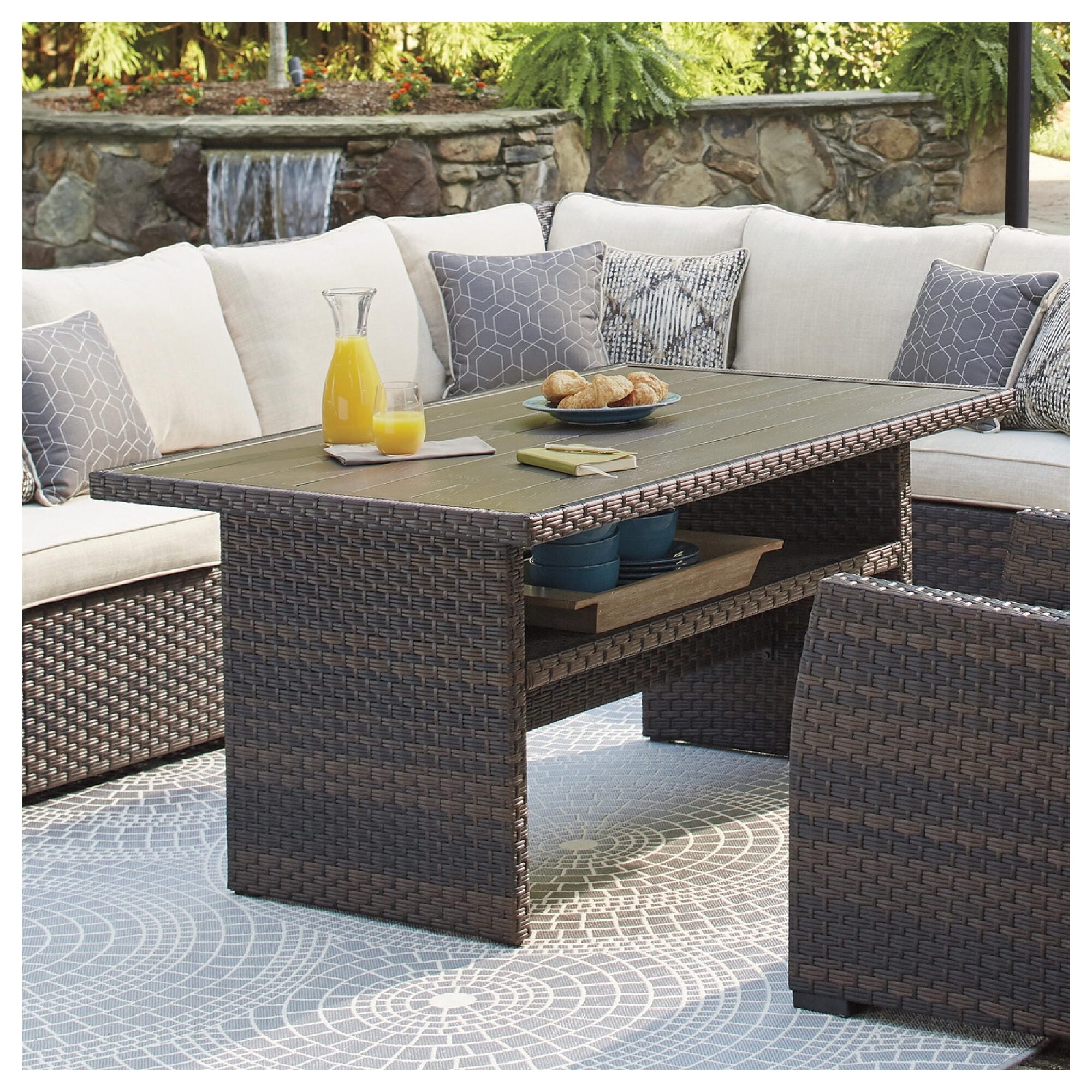 Easy Isle Dark Outdoor Brown Rectangular Table 58.75 W X 33.5 D X 27.75 H