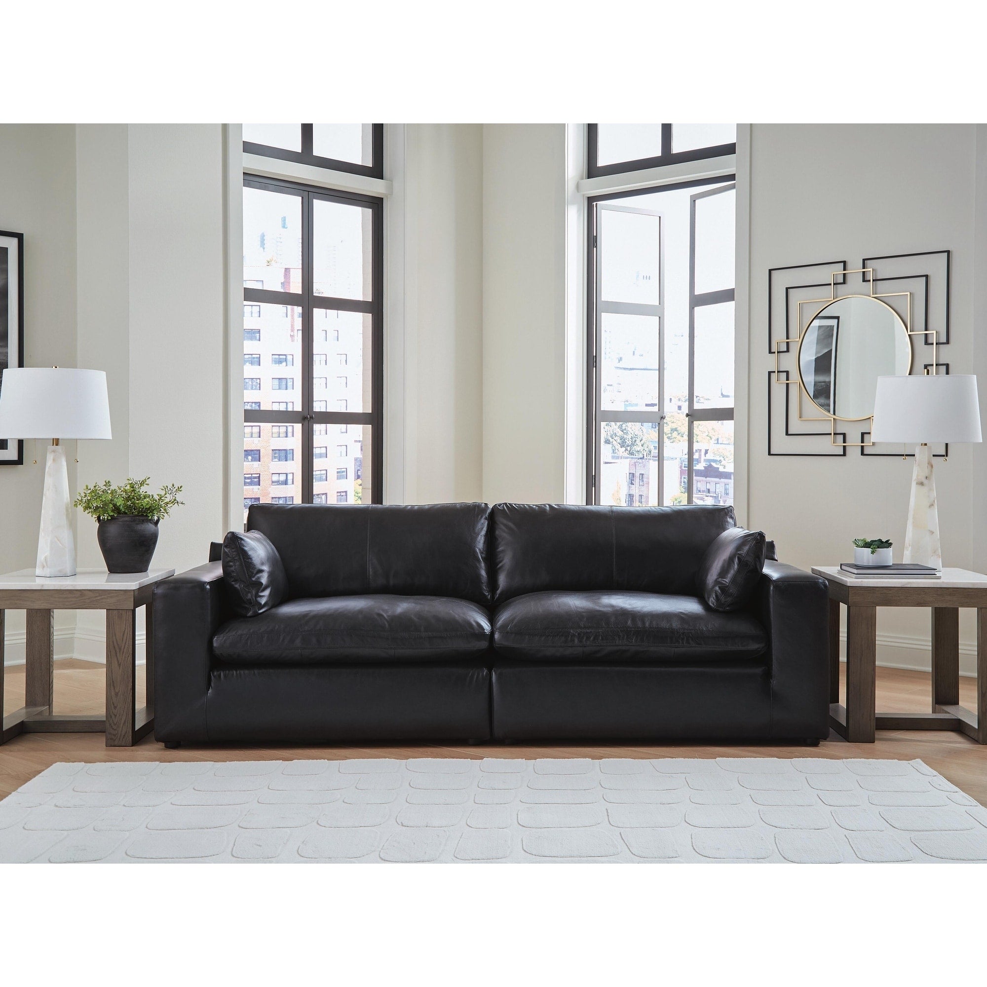 Signature Design By Ashley Emilia Black 2 Piece Sectional Loveseat 98 W X 41 D X 36 H