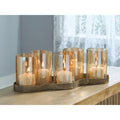 Signature Design By Ashley Evereton Gold Clear Candle Holder 19.75 W X 8.25 D X 6.63 H