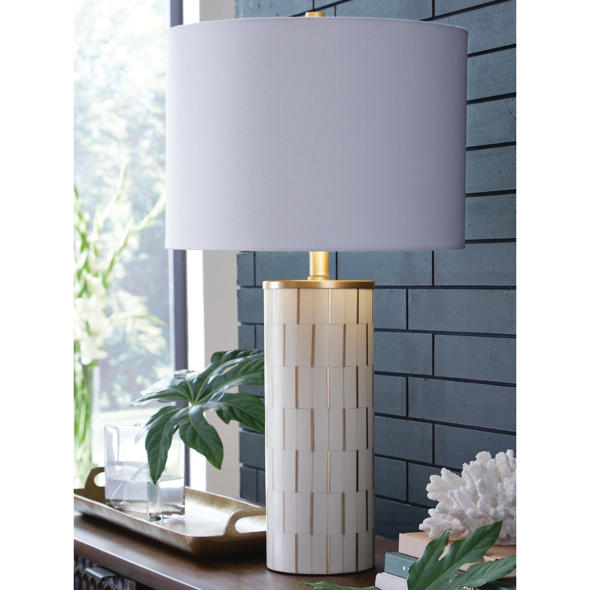 Signature Design By Ashley Faridworth White Gold Table Lamp 16 W X 16 D X 30 H