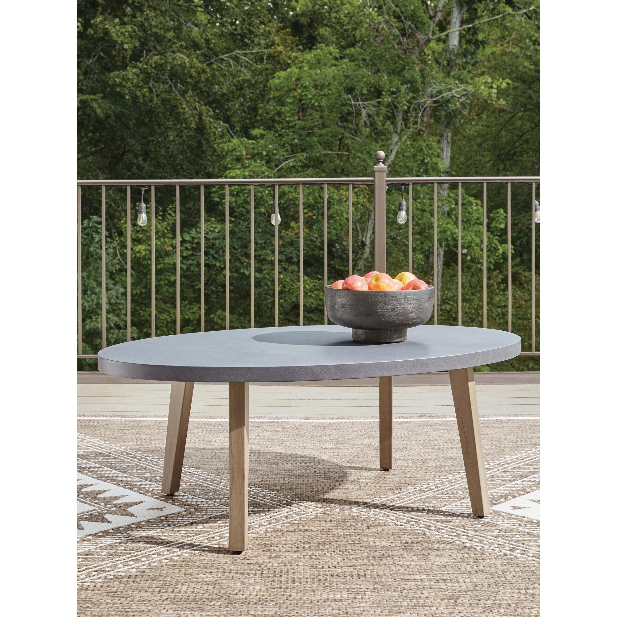 Signature Design By Ashley Francis Beach Natural Gray Outdoor Coffee Table 48 W X 30 D X 18 H