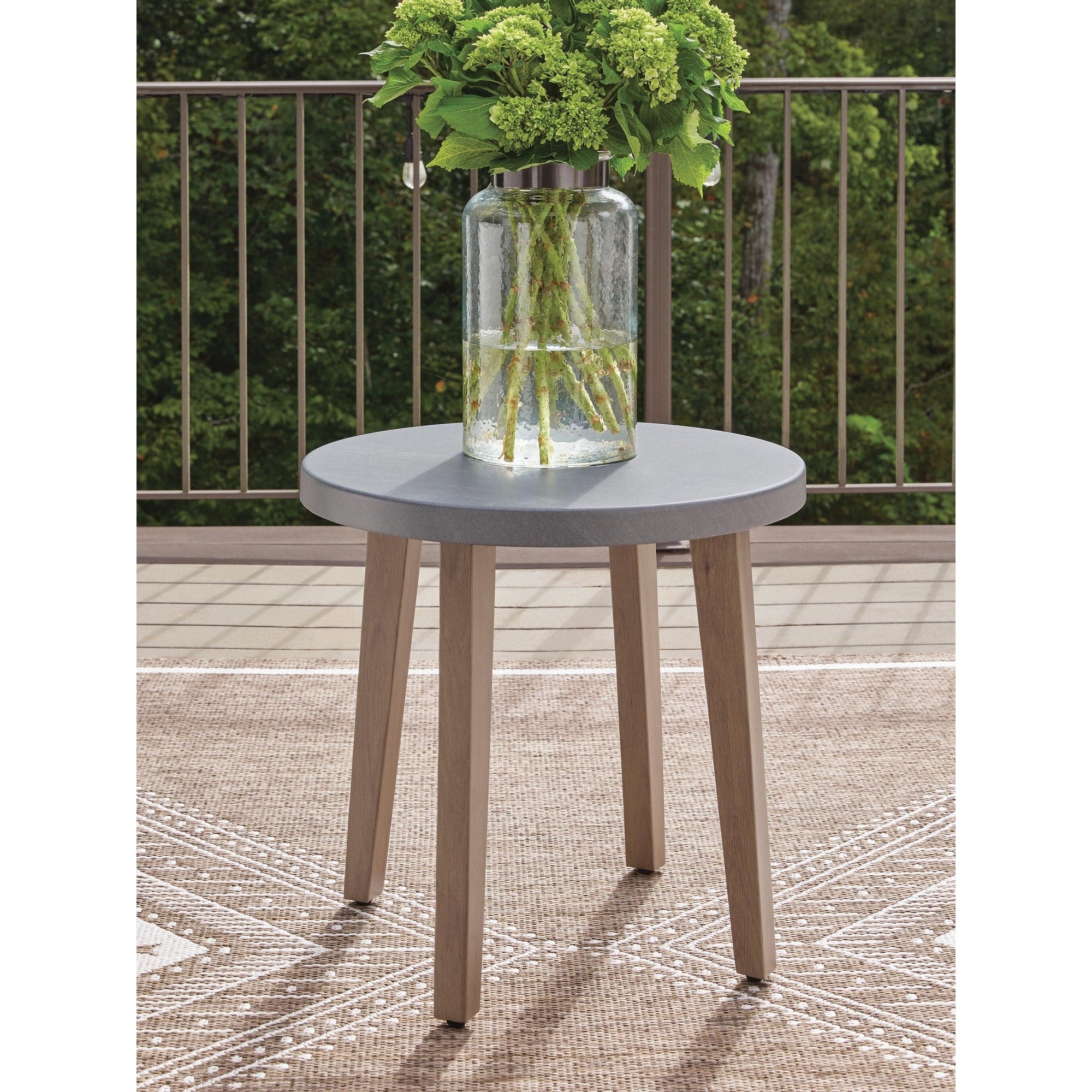 Signature Design By Ashley Francis Beach Natural Gray Outdoor End Table 23 W X 23 D X 22 H