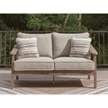 Signature Design By Ashley Francis Beach Natural Gray Outdoor Loveseat With Cushion