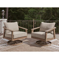 Signature Design By Ashley Francis Beach Natural Gray Outdoor Swivel Lounge With Cushion