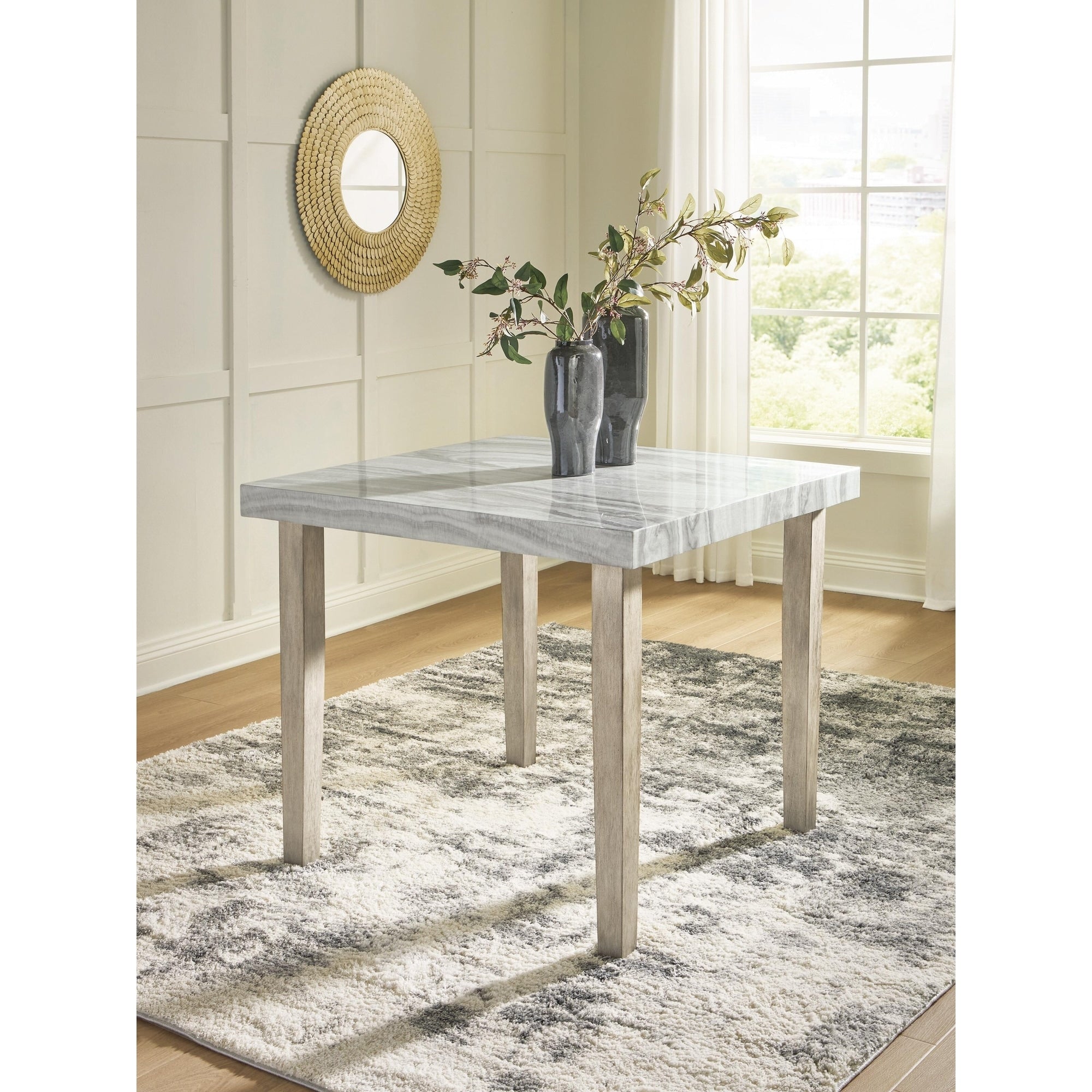 Signature Design By Ashley Grallegen Beige Gray Counter Height Dining Table 42 W X 42 D X 36 H