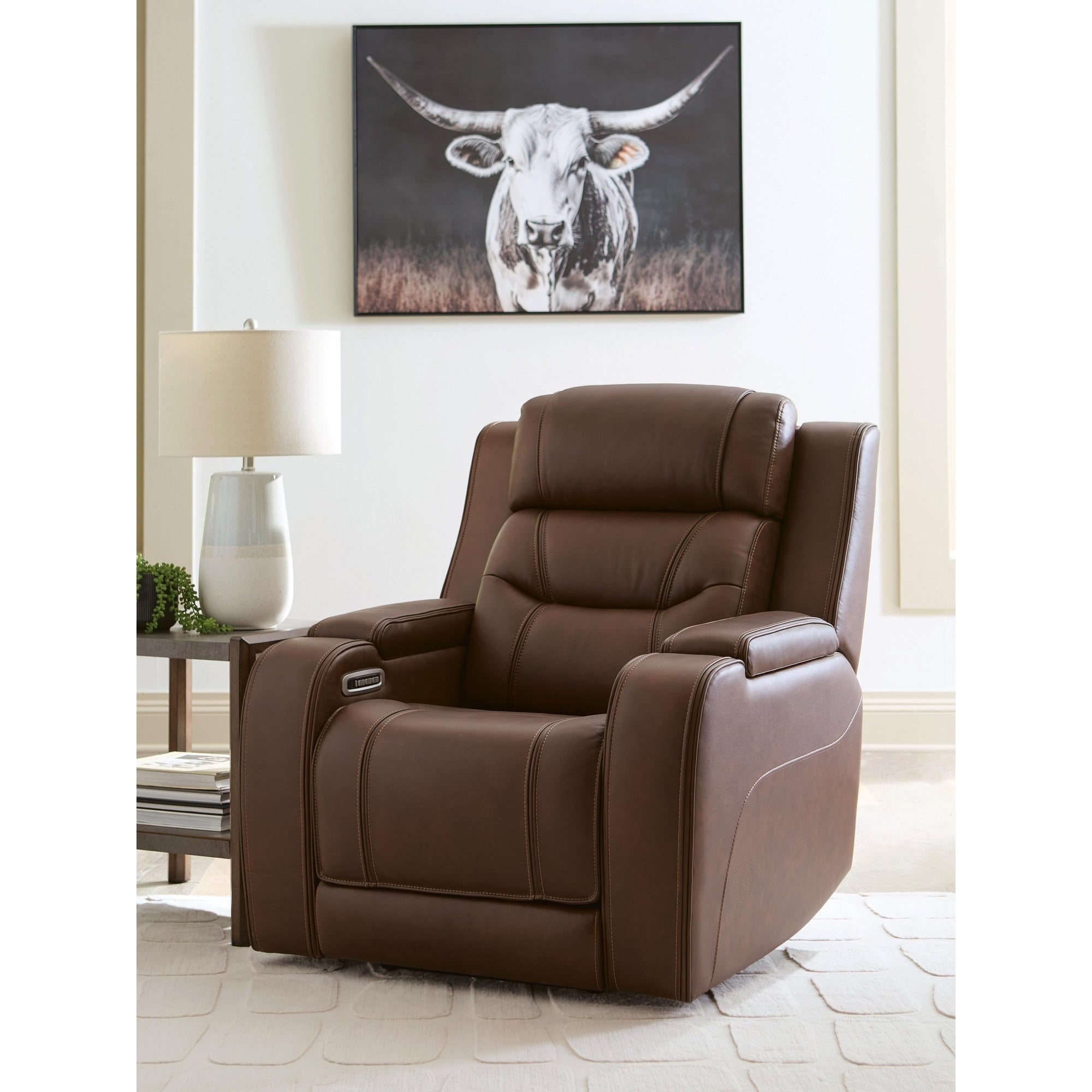 Signature Design By Ashley Guru Brown Power Recliner With Audio Seating