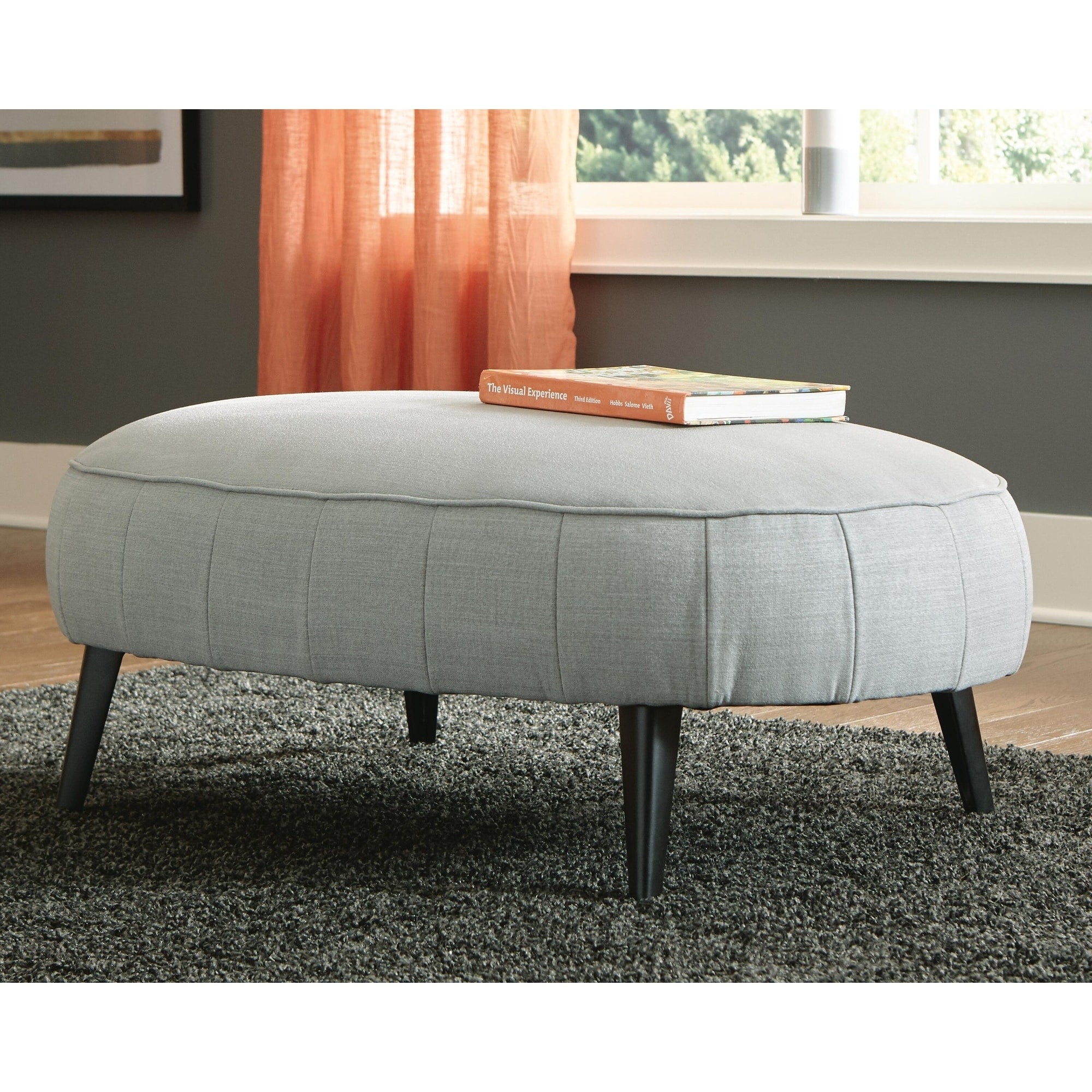 Hollyann Mid Century Modern Gray Oversized Ottoman