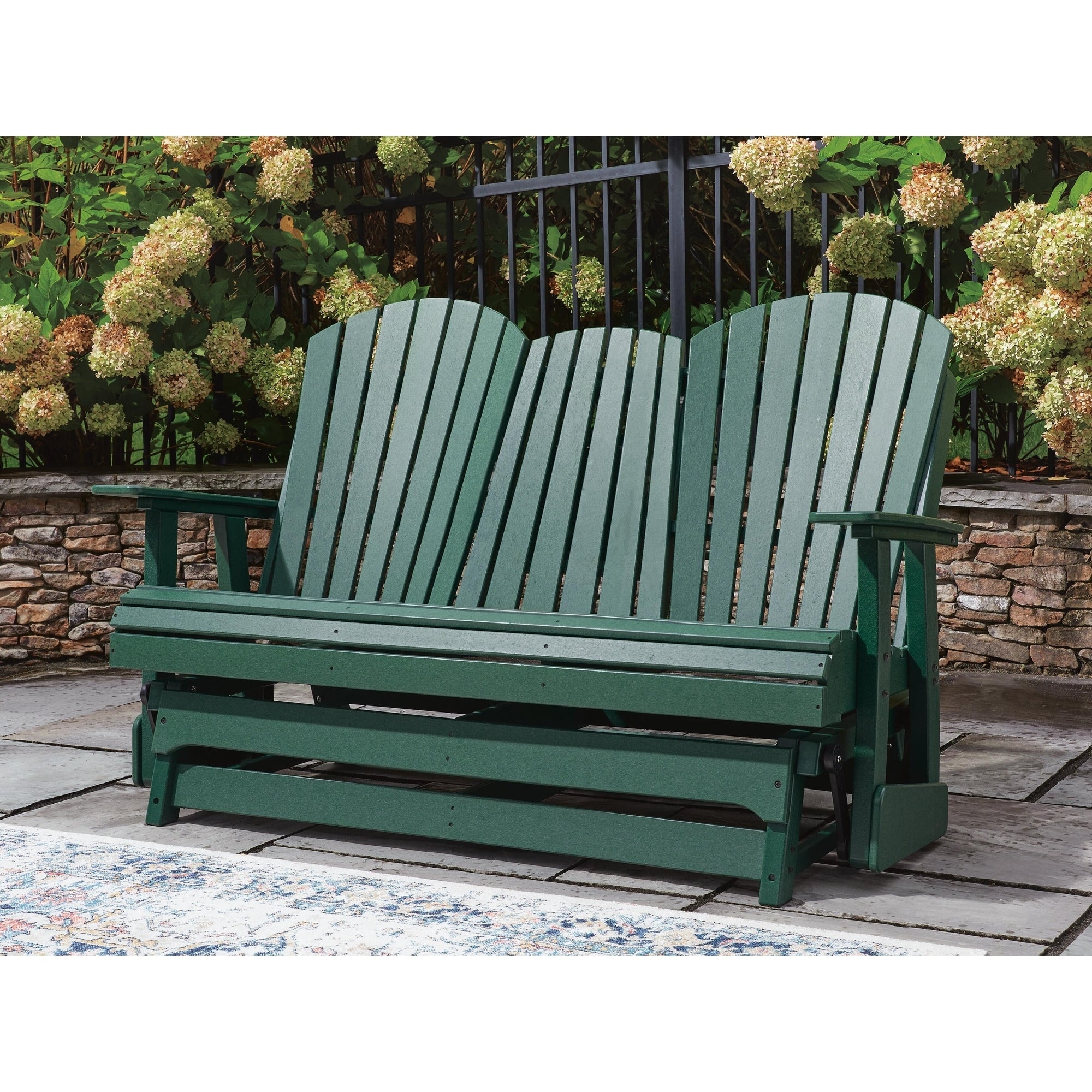 Signature Design By Ashley Hyland Wave Green Outdoor Loveseat Glider